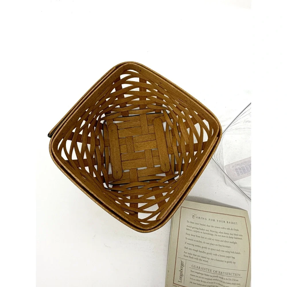 Longaberger 2006 Small Square Basket Green Trim Protector Liner Included